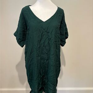 Madewell Dark Teal Green V-Neck Tunic/Mini Dress